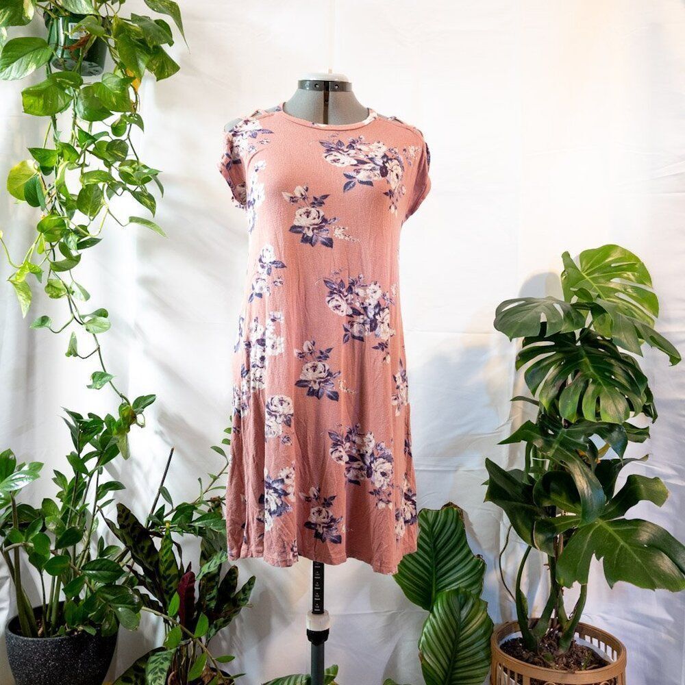 Rue21 Pink Floral A-Line Mini Dress, Size S